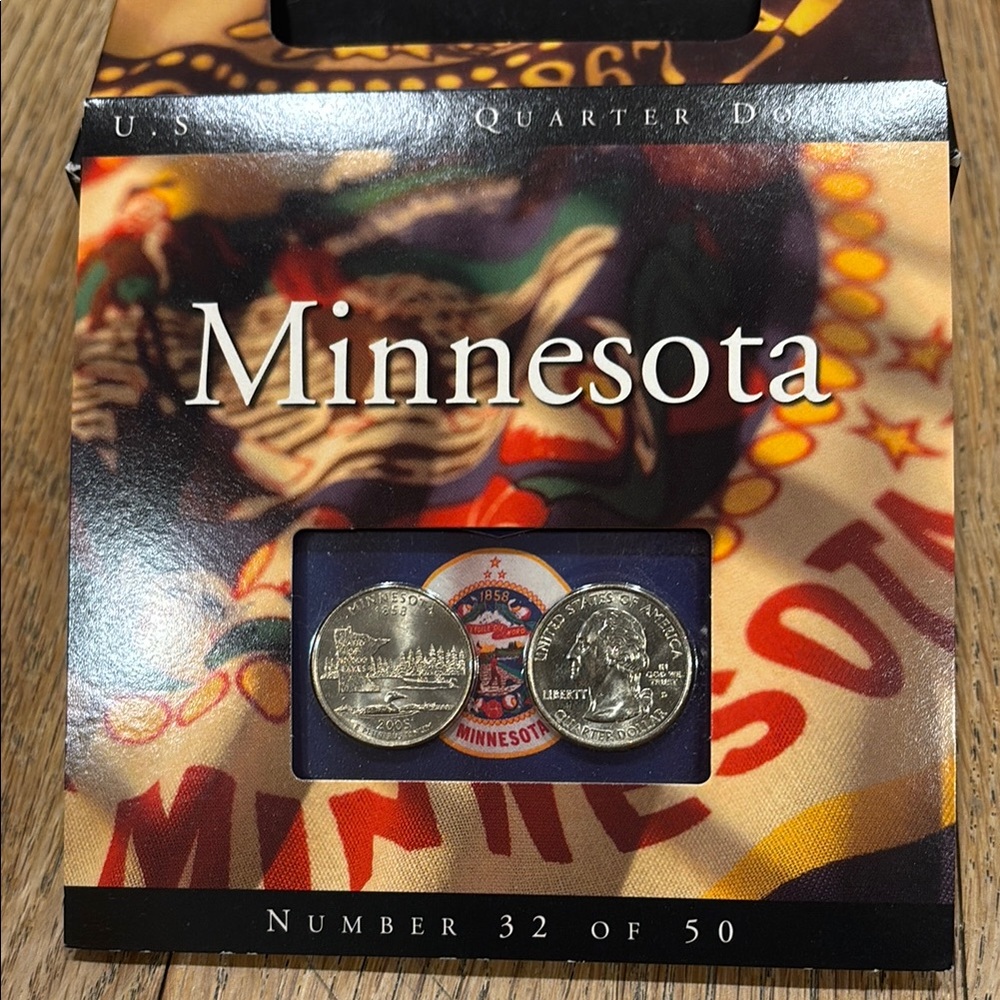 2005 Minnesota State Quarter Display with Two Quarters PD